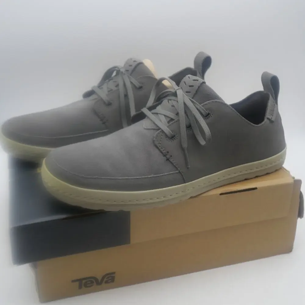 NEW Teva Men's 11 Canyon Life Leather Loafer Tie Up Shoes Dark Gull Grey